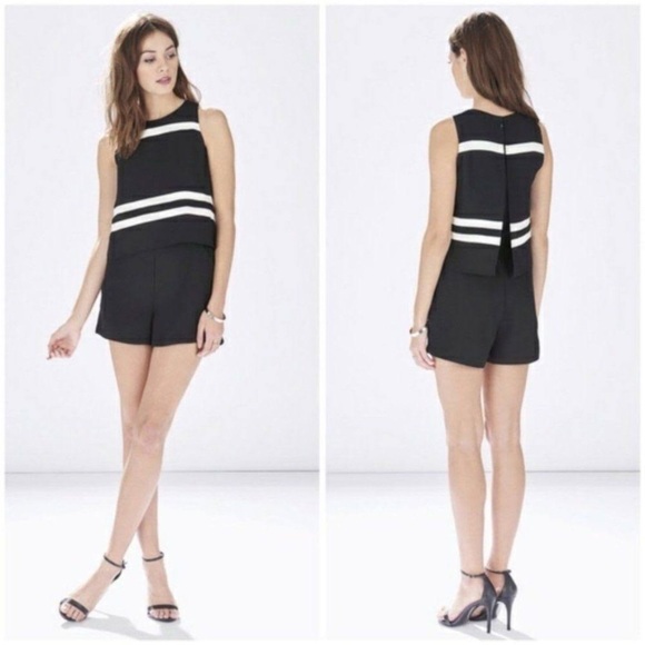 Parker Amor Two-Tone Sleeveless Romper White Black Size Small - Picture 1 of 15